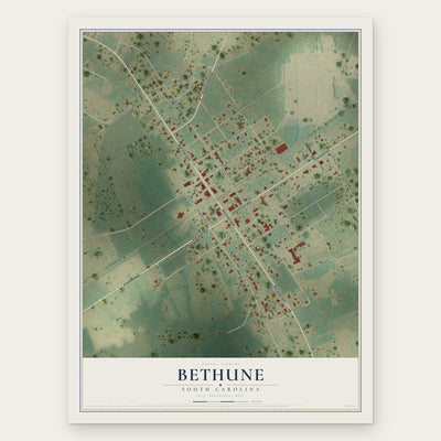 Bethune, South Carolina map print, the full design