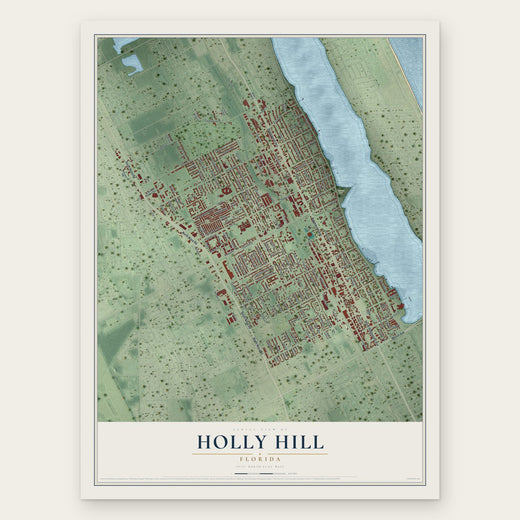 Holly Hill, Florida map print, the full design