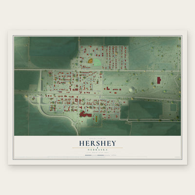 Hershey, Nebraska map print, the full design