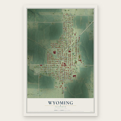 Wyoming, Illinois map print, the full design