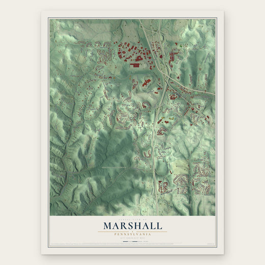 Marshall, Pennsylvania map print, the full design