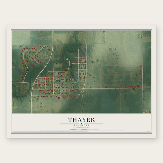 Thayer, Illinois map print, the full design