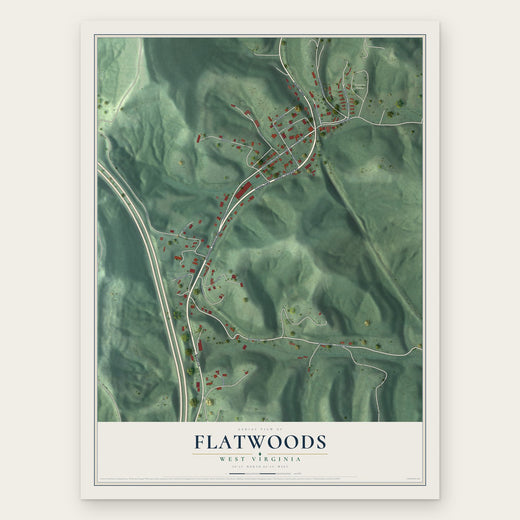 Flatwoods, West Virginia map print, the full design