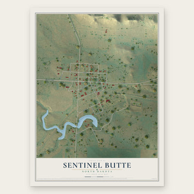 Sentinel Butte, North Dakota map print, the full design