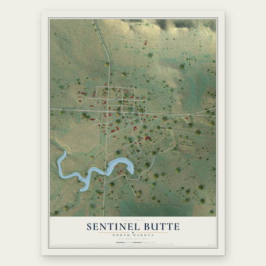 Sentinel Butte, North Dakota map print, the full design