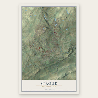 Stroud, Pennsylvania map print, the full design