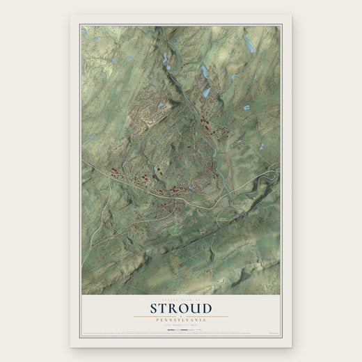 Stroud, Pennsylvania map print, the full design