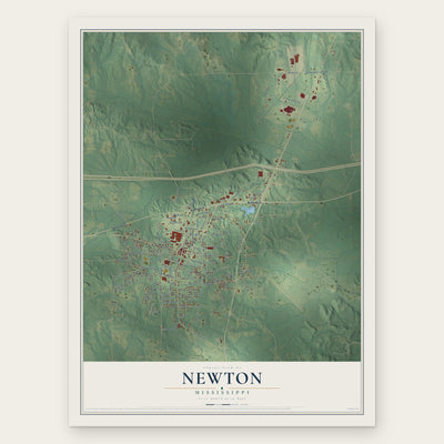Newton, Mississippi map print, the full design