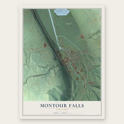 Montour Falls, New York map print, the full design