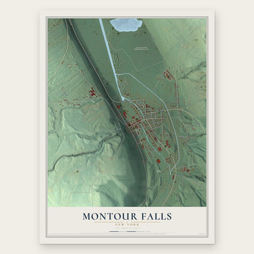 Montour Falls, New York map print, the full design