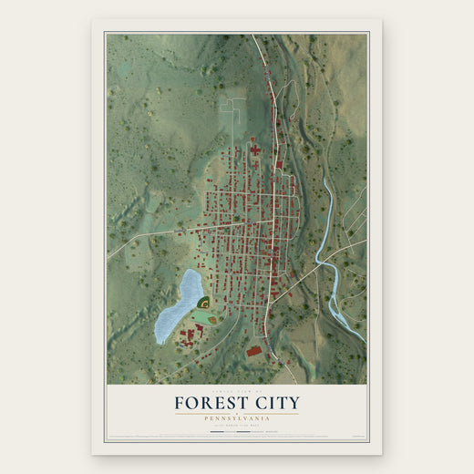 Forest City, Pennsylvania map print, the full design
