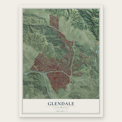 Glendale, California map print, the full design