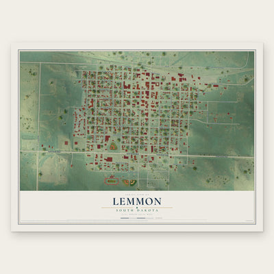 Lemmon, South Dakota map print, the full design