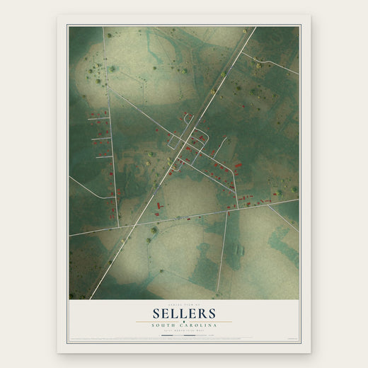 Sellers, South Carolina map print, the full design