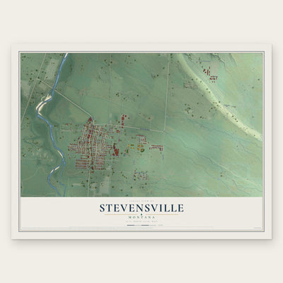 Stevensville, Montana map print, the full design