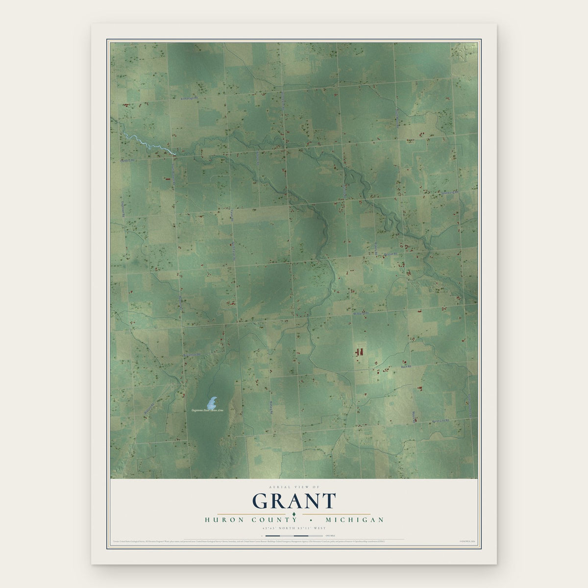 Grant, Huron County, Michigan map print, the full design