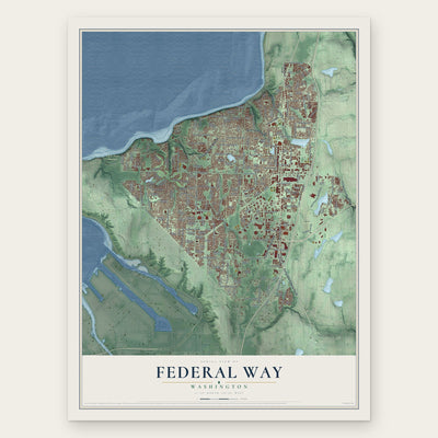 Federal Way, Washington map print, the full design