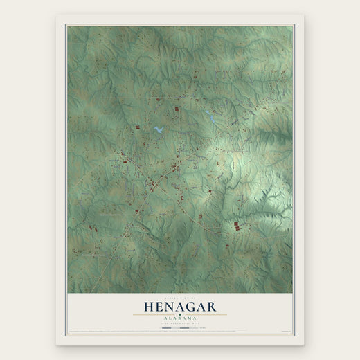 Henagar, Alabama map print, the full design