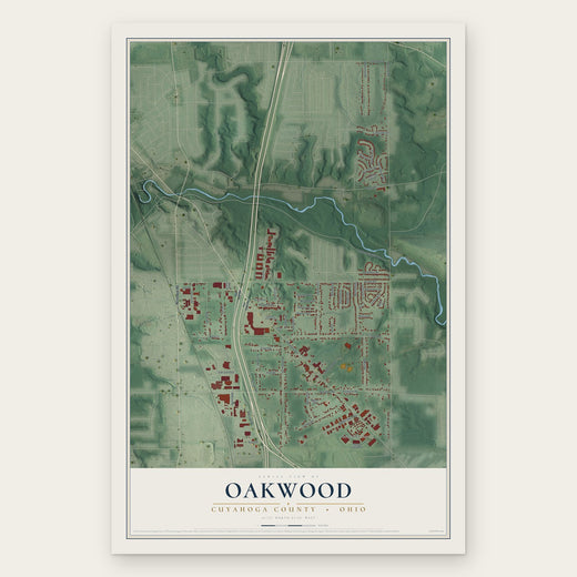 Oakwood, Cuyahoga County, Ohio map print, the full design