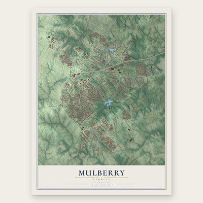 Mulberry, Georgia map print, the full design