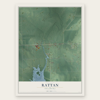 Rattan, Oklahoma map print, the full design