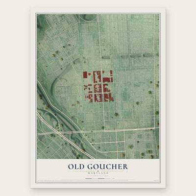 Old Goucher, Maryland map print, the full design