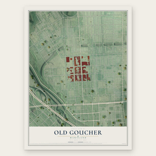 Old Goucher, Maryland map print, the full design