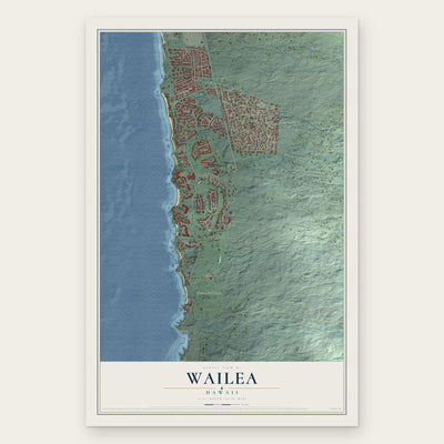 Wailea, Hawaii map print, the full design