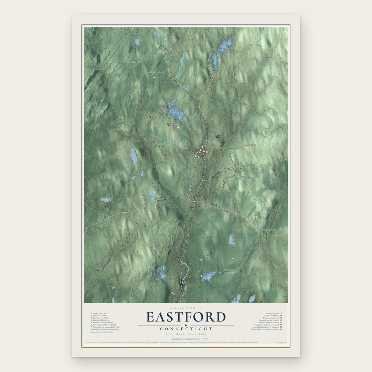 Eastford, Connecticut map print, the full design