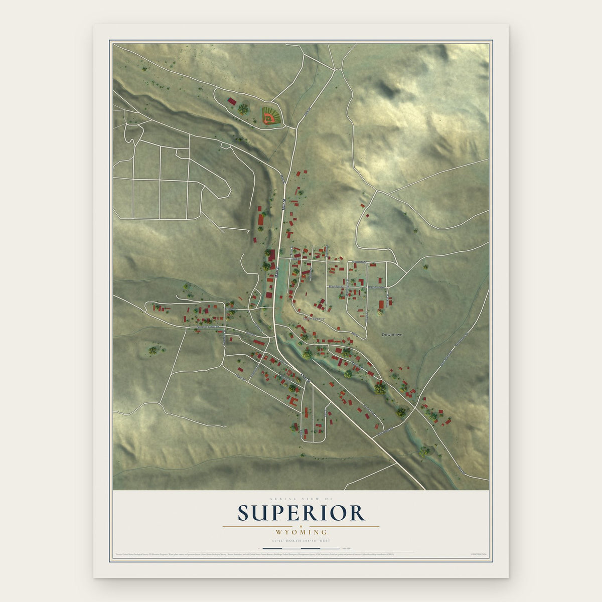 Superior, Wyoming map print, the full design