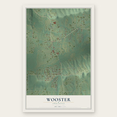 Wooster, Arkansas map print, the full design