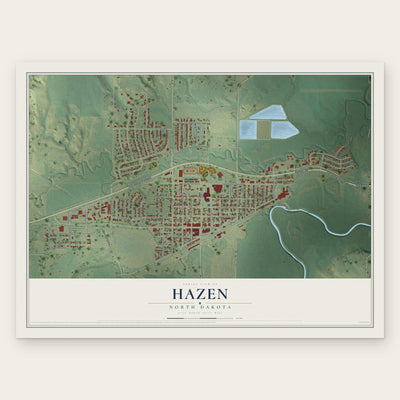 Hazen, North Dakota map print, the full design