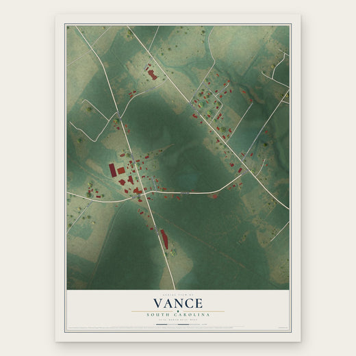 Vance, South Carolina map print, the full design