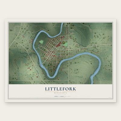 Littlefork, Minnesota map print, the full design