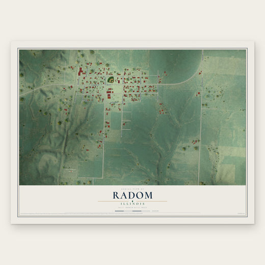 Radom, Illinois map print, the full design