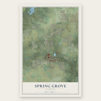 Spring Grove, Illinois map print, the full design