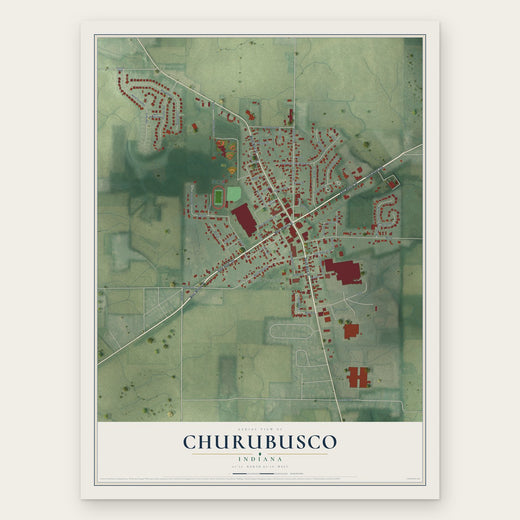 Churubusco, Indiana map print, the full design