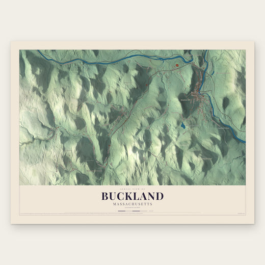 Buckland, Massachusetts map print, the full design