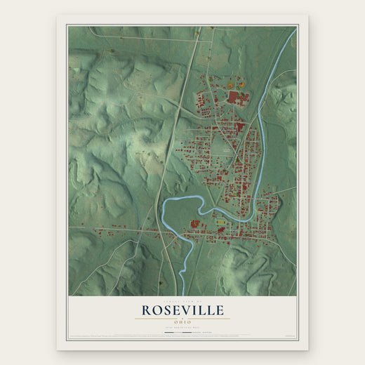 Roseville, Ohio map print, the full design