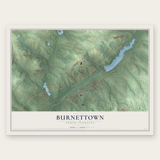 Burnettown, South Carolina map print, the full design