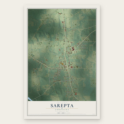 Sarepta, Louisiana map print, the full design