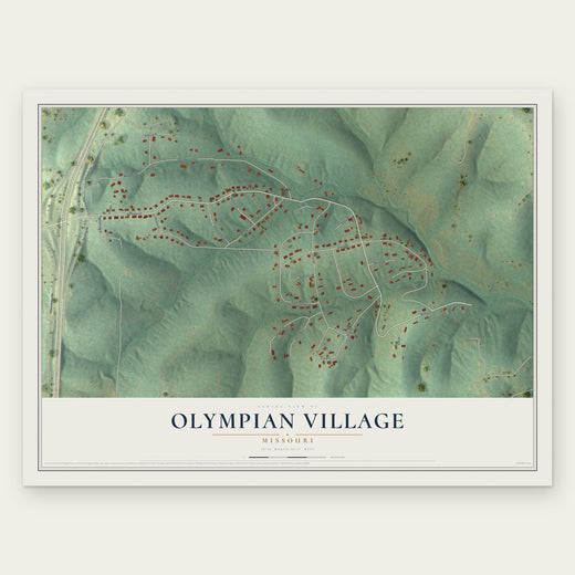 Olympian Village, Missouri map print, the full design