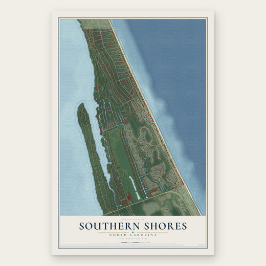 Southern Shores, North Carolina map print, the full design