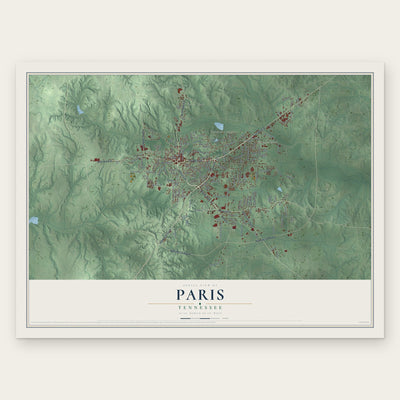 Paris, Tennessee map print, the full design