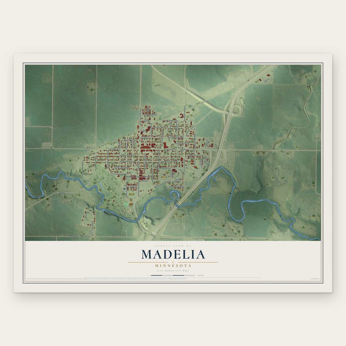 Madelia, Minnesota map print, the full design