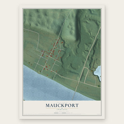 Mauckport, Indiana map print, the full design