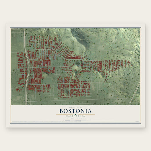 Bostonia, California map print, the full design