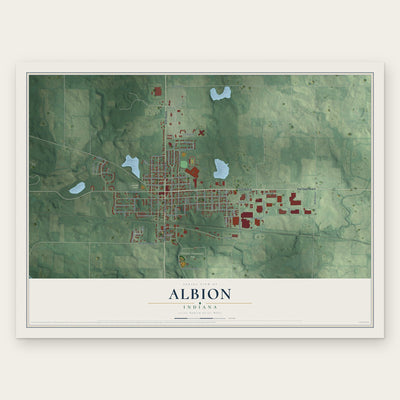Albion, Indiana map print, the full design