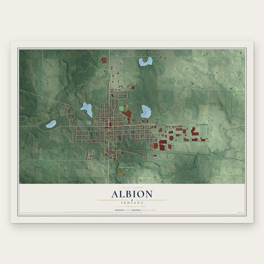 Albion, Indiana map print, the full design