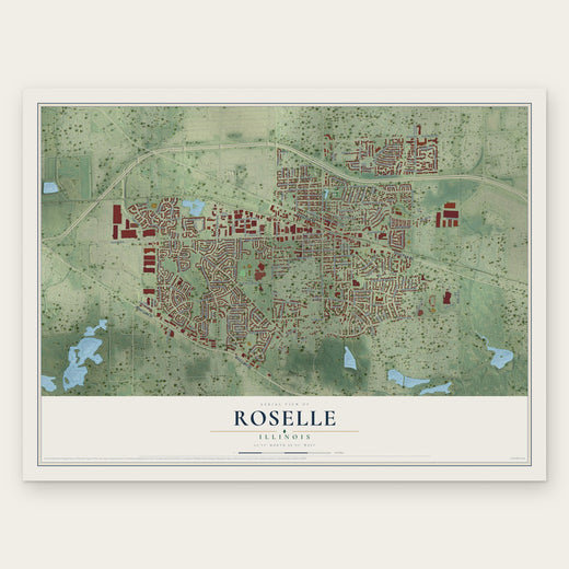 Roselle, Illinois map print, the full design